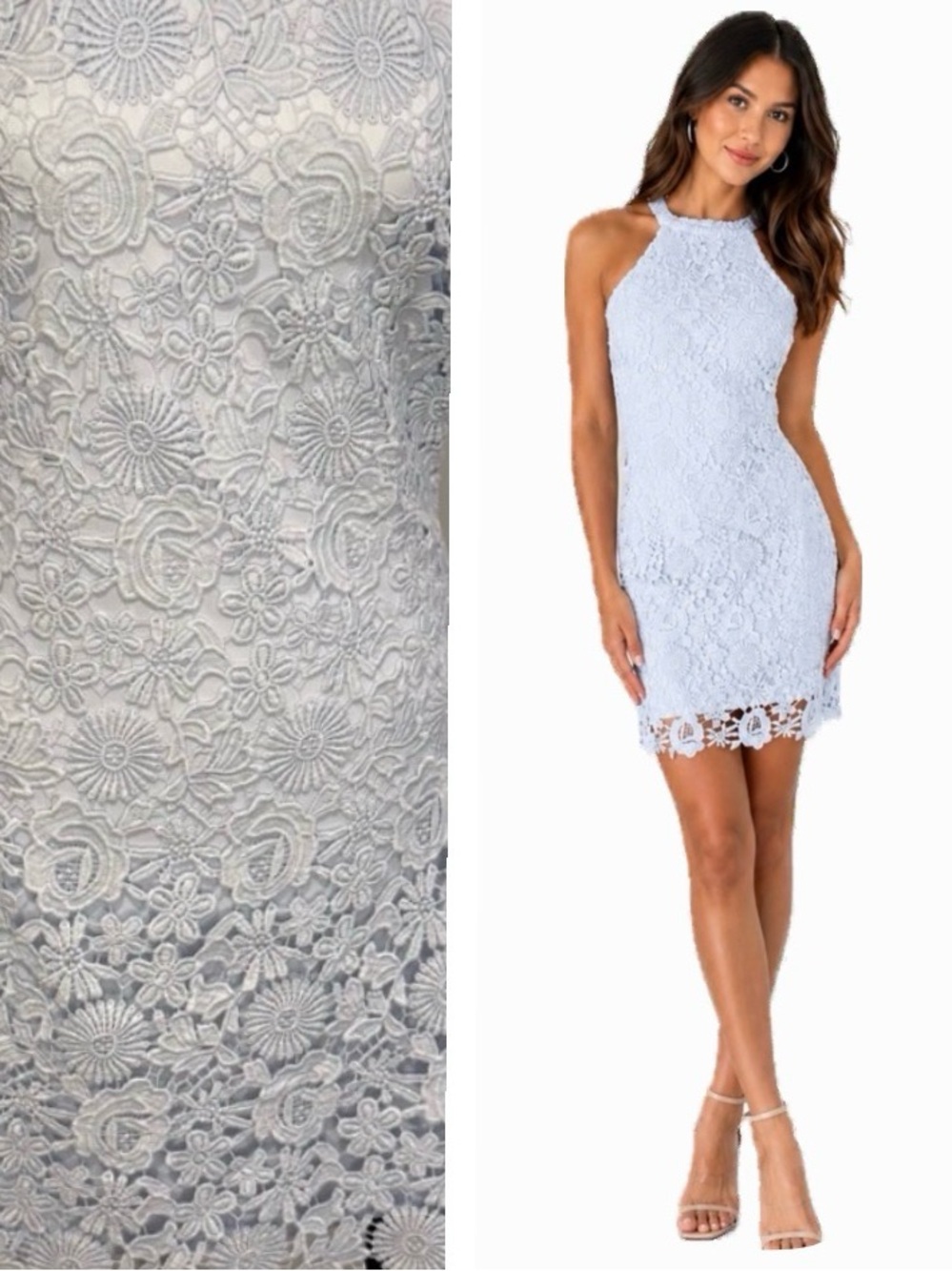 Lulu's, Blue Floral Lace Mini Dress, Size M